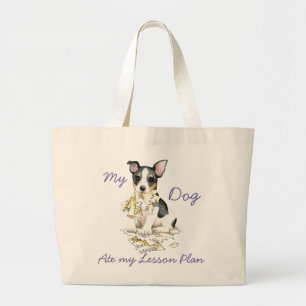 Grand Tote Bag Mon Teddy Roosevelt Terrier Ate mon plan de leçon