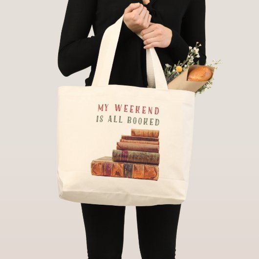 Grand Tote Bag mon week-end est entièrement réservé Book Bag (Devant (produit))