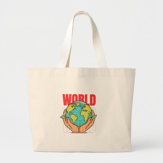 Grand Tote Bag Monde – Conception de Globe d'Aventure de Voyage (Devant)