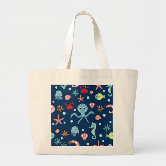 Grand Tote Bag Monde marin (Devant)
