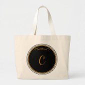Grand Tote Bag Monogramme "C" or sur noir (Devant)