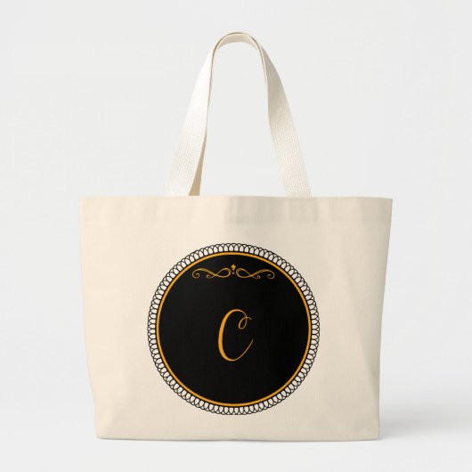 Grand Tote Bag Monogramme "C" or sur noir (Devant)
