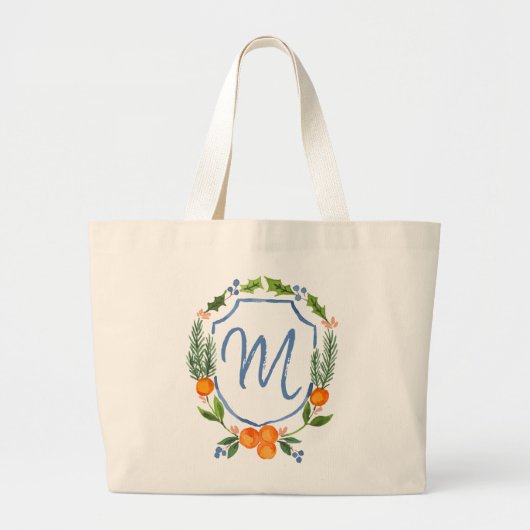 Grand Tote Bag Monogramme Chinoiserie Citrus Crête (Devant)