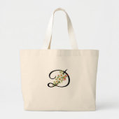 Grand Tote Bag Monogramme classique fleurs rouges et blanches ca (Devant)