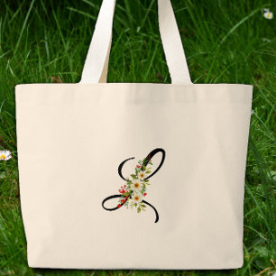 Grand Tote Bag Monogramme classique L fleur rouge et blanche cade