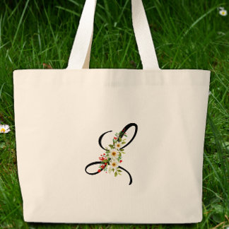 Grand Tote Bag Monogramme classique L fleur rouge et blanche cade