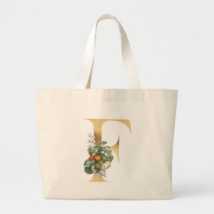 Grand Tote Bag Monogramme de feuillage F en or et vert