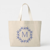 Grand Tote Bag Monogramme de gerbe de poisson étoilé bleu et blan (Dos)