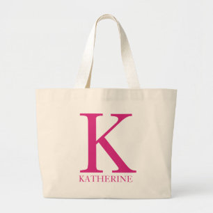 Grand Tote Bag Monogramme de nom personnalisé Initiale