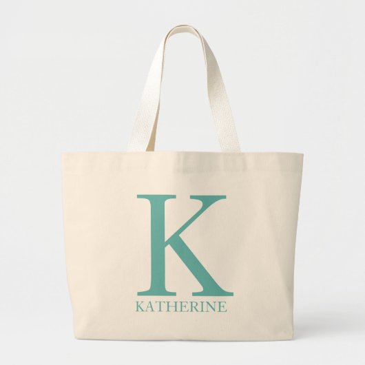 Grand Tote Bag Monogramme de nom personnalisé Initiale (Devant)