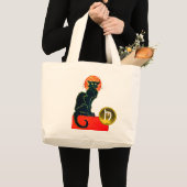 GRAND TOTE BAG MONOGRAMME DU PARTI NOIR CAT HALLOWEEN (Devant (produit))