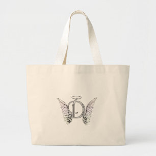 Grand Tote Bag Monogramme initial de la lettre D avec des ailes