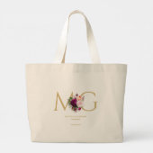 Grand Tote Bag Monogramme MG Gold Floral Professionnel Moderne (Dos)