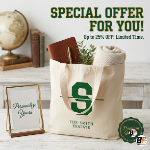 Grand Tote Bag Monogramme & Nom Personnalisé Prépa Varsity Partag