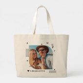 Grand Tote Bag Monogramme Nom Photo Tendance Simple Moderne (Dos)