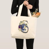 Grand Tote Bag Monogramme peint à la main d'initiale de pensée - (Devant (produit))