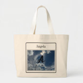 Grand Tote Bag Monogramme Photo Ciel bleu clair nuageux avec Sund (Devant)