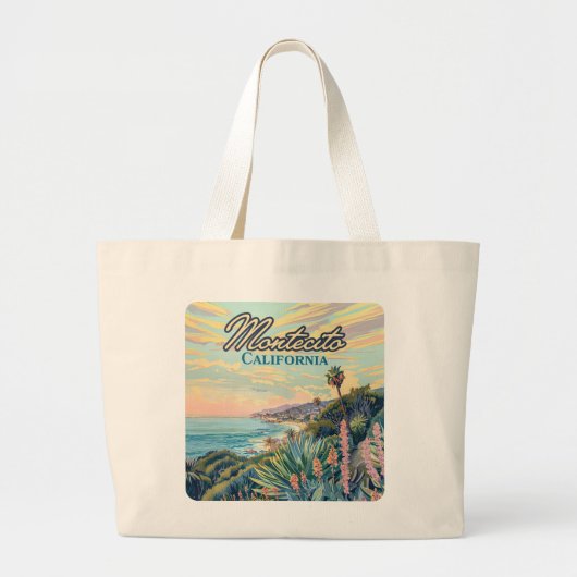 Grand Tote Bag Montecito California Père Noël Barbara Coastline (Devant)