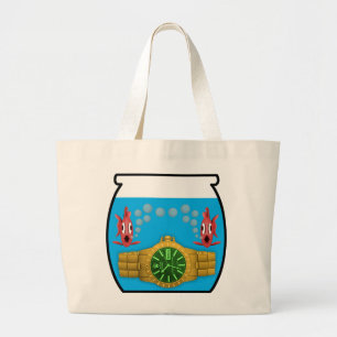 Grand Tote Bag Montre dans bocal à poissons