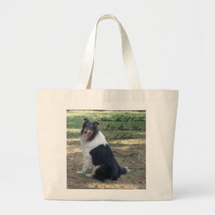 Grand Tote Bag Montrez-moi un collie, je vous montrerai un sourir