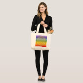 Grand Tote Bag Moola Mantra / Blume Des Lebens / couleur chakren (Devant (modèle))