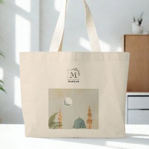 Grand Tote Bag Mosquée An-Nabawi Personnalisée Élégante Hajj Mabr