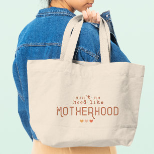 Grand Tote Bag Motherhood Funky Moderne Typographie Maman Mère