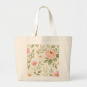 Grand Tote Bag Motif aquarelle florale douce   (Devant)