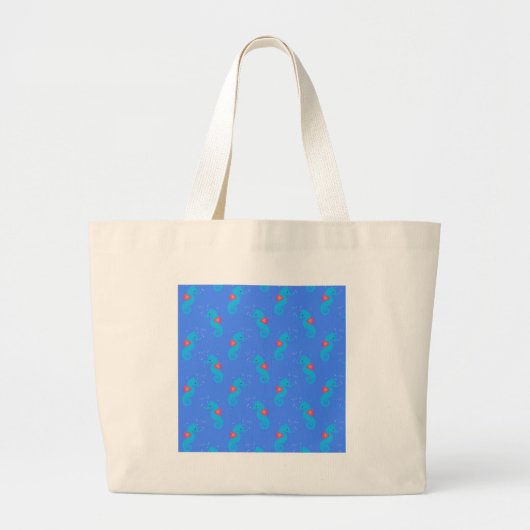 Grand Tote Bag Motif Blue Seahorse (Devant)