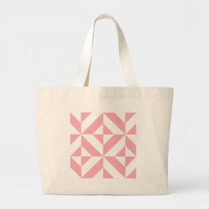 Grand Tote Bag Motif de cube géométrique Melon rose