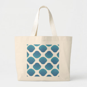 Grand Tote Bag Motif de mosaïque Blue Seashell
