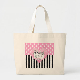 Grand Tote Bag Motif de rose de chiens de traîneau