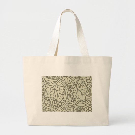 Grand Tote Bag Motif de vigne de raisin gris vert de William Morr (Devant)