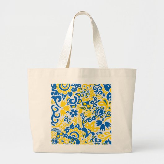 Grand Tote Bag Motif folklorique aux couleurs du drapeau ukrainie (Devant)