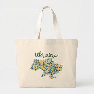 Grand Tote Bag Motif folklorique et typographie ukrainienne