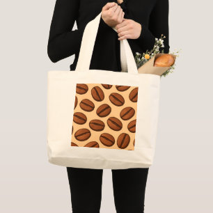 Grand Tote Bag Motif sans couture de grains de café Café Brun C