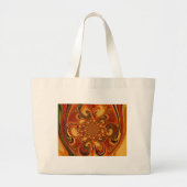 Grand Tote Bag Motif tourbillonnant : Tons d'orange, Brown et ver (Devant)