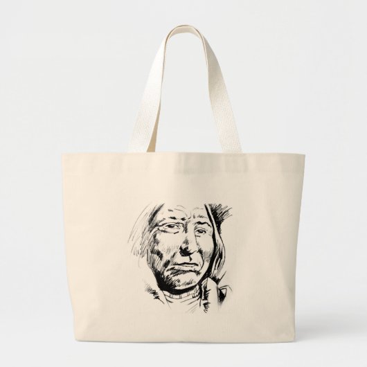 Grand Tote Bag Motivation du croquis en chef indien (Devant)