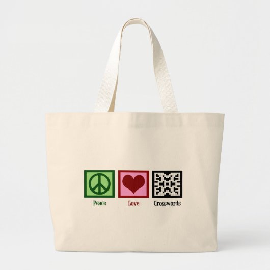 Grand Tote Bag Mots croisé d'amour de paix (Devant)