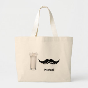 Grand Tote Bag Moustache de lait personnalisée