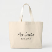 Grand Tote Bag Mrs. Last Name Est Year - mrs. calligraphy script (Devant)