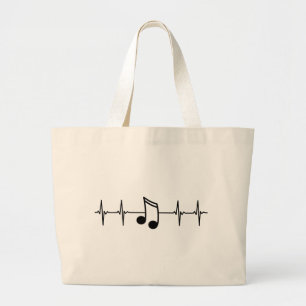 Grand Tote Bag Music Note EKG Heartbeat