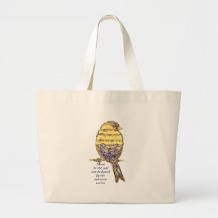 Grand Tote Bag Musique dans l'âme Citation & note musicale Oiseau