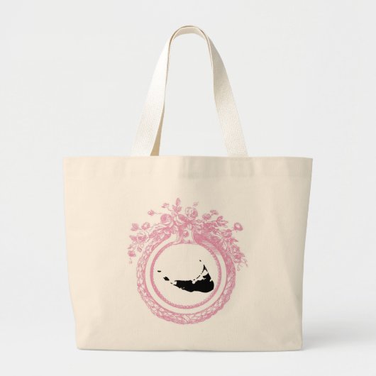 Grand Tote Bag Nantucket rose et noir (Devant)