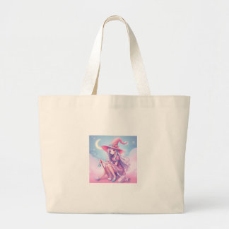 Grand Tote Bag Naughty Looking Witch in Soft Pastel Colors