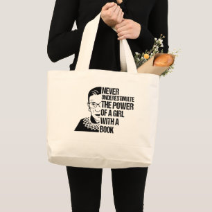 Grand Tote Bag Ne jamais sous-estimer le pouvoir d'une fille avec
