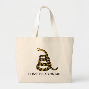 Grand Tote Bag ne marchez pas sur moi - le libertaire de drapeau
