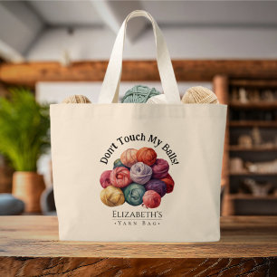 Grand Tote Bag Ne touchez pas mes boules Fer Funny Tricot Crochet