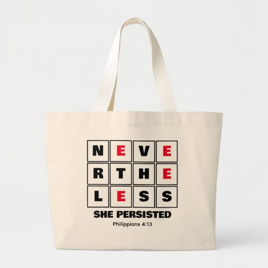 Grand Tote Bag NÉANMOINS, ELLE A PERSISTÉ À L'Inspirationnelle ch (Devant)