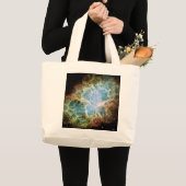Grand Tote Bag Nébuleuse de crabe turquoise (Devant (produit))